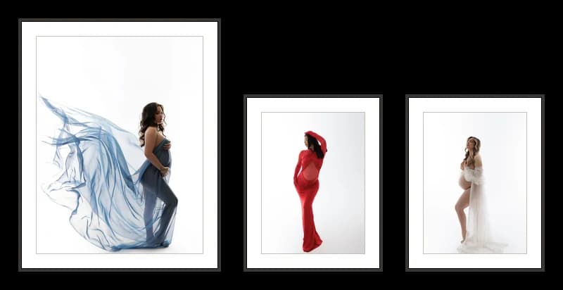 One 16×20 and two 11×14 framed prints, laid out as they would hang