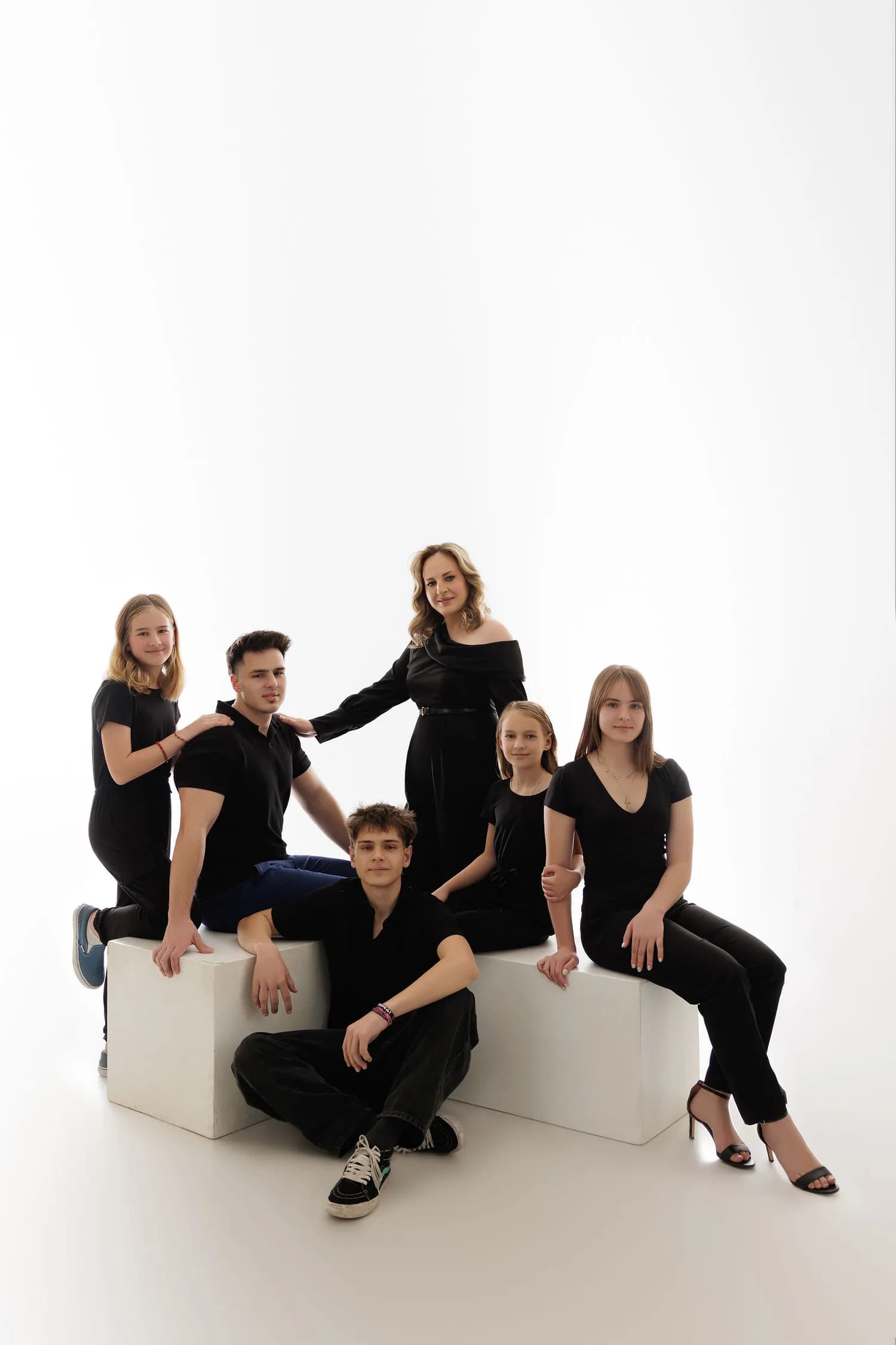 Natalie Vell with her five children in the studio